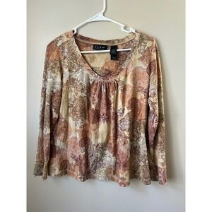 90s Axcess Liz Claiborne Women's Size M Paisley Print Long Sleeve Indie Sleeze